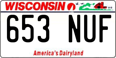 WI license plate 653NUF