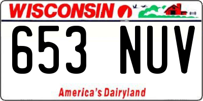 WI license plate 653NUV