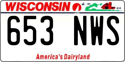 WI license plate 653NWS