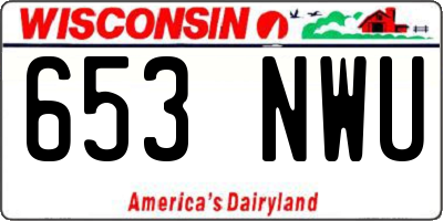 WI license plate 653NWU