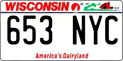 WI license plate 653NYC