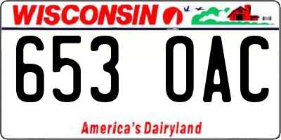WI license plate 653OAC