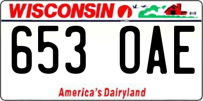 WI license plate 653OAE