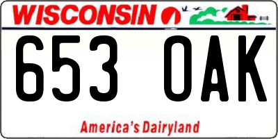 WI license plate 653OAK