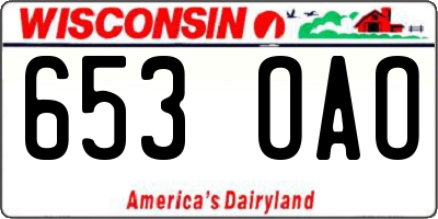 WI license plate 653OAO