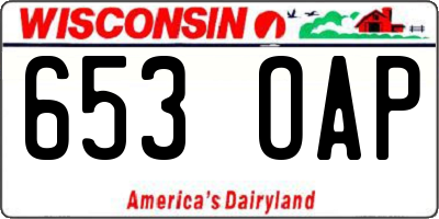 WI license plate 653OAP