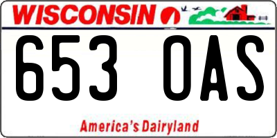 WI license plate 653OAS
