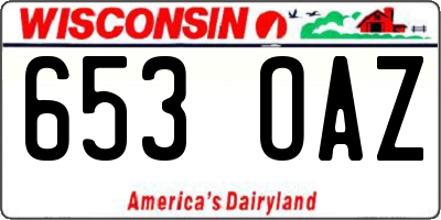WI license plate 653OAZ