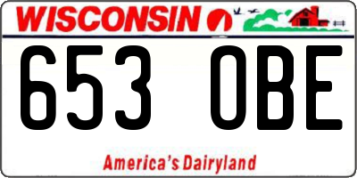 WI license plate 653OBE