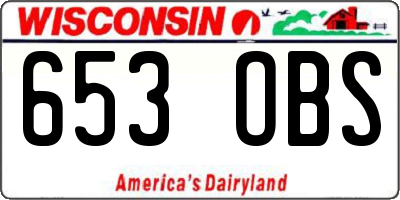 WI license plate 653OBS