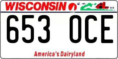 WI license plate 653OCE
