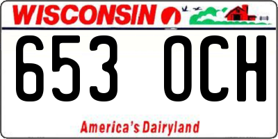 WI license plate 653OCH