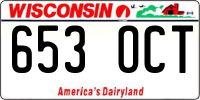 WI license plate 653OCT