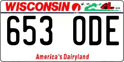 WI license plate 653ODE