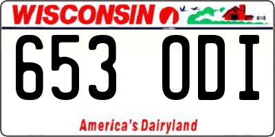 WI license plate 653ODI