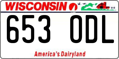 WI license plate 653ODL