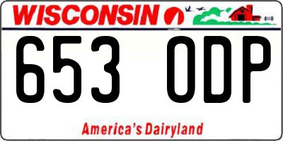 WI license plate 653ODP
