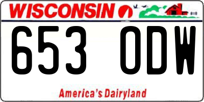 WI license plate 653ODW