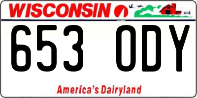 WI license plate 653ODY