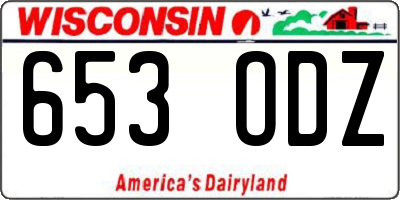 WI license plate 653ODZ