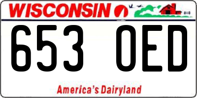 WI license plate 653OED
