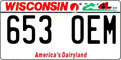 WI license plate 653OEM