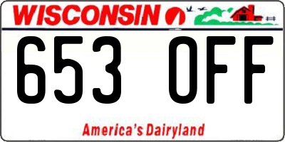 WI license plate 653OFF