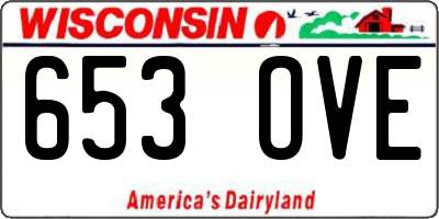 WI license plate 653OVE