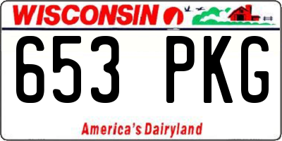 WI license plate 653PKG