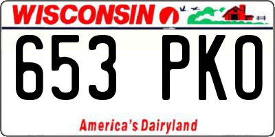 WI license plate 653PKO