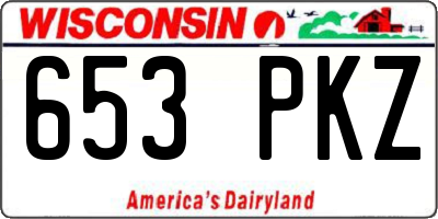 WI license plate 653PKZ