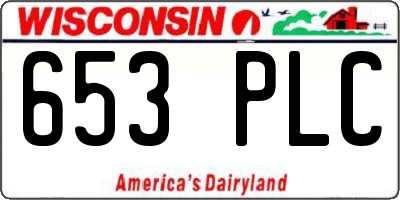 WI license plate 653PLC