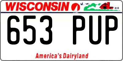 WI license plate 653PUP