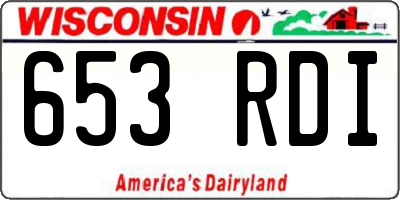 WI license plate 653RDI