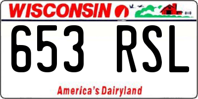 WI license plate 653RSL