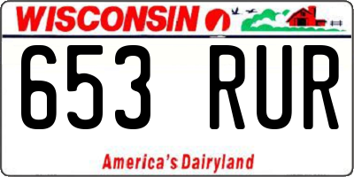 WI license plate 653RUR