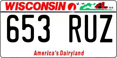 WI license plate 653RUZ