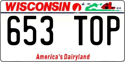 WI license plate 653TOP
