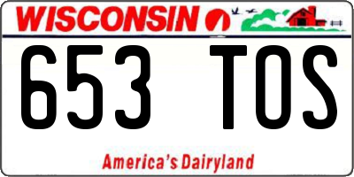 WI license plate 653TOS