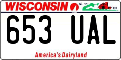 WI license plate 653UAL