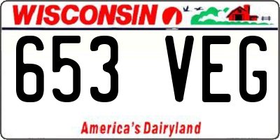 WI license plate 653VEG