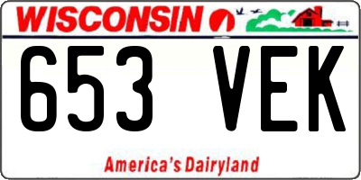 WI license plate 653VEK