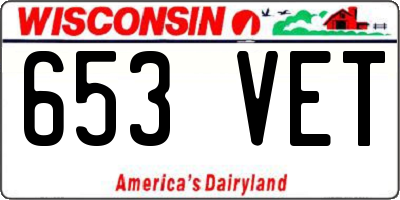 WI license plate 653VET