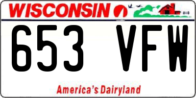 WI license plate 653VFW