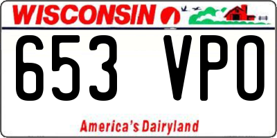 WI license plate 653VPO