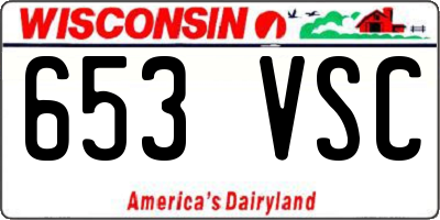 WI license plate 653VSC