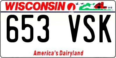 WI license plate 653VSK