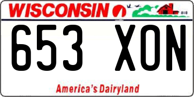 WI license plate 653XON