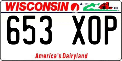 WI license plate 653XOP