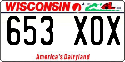 WI license plate 653XOX